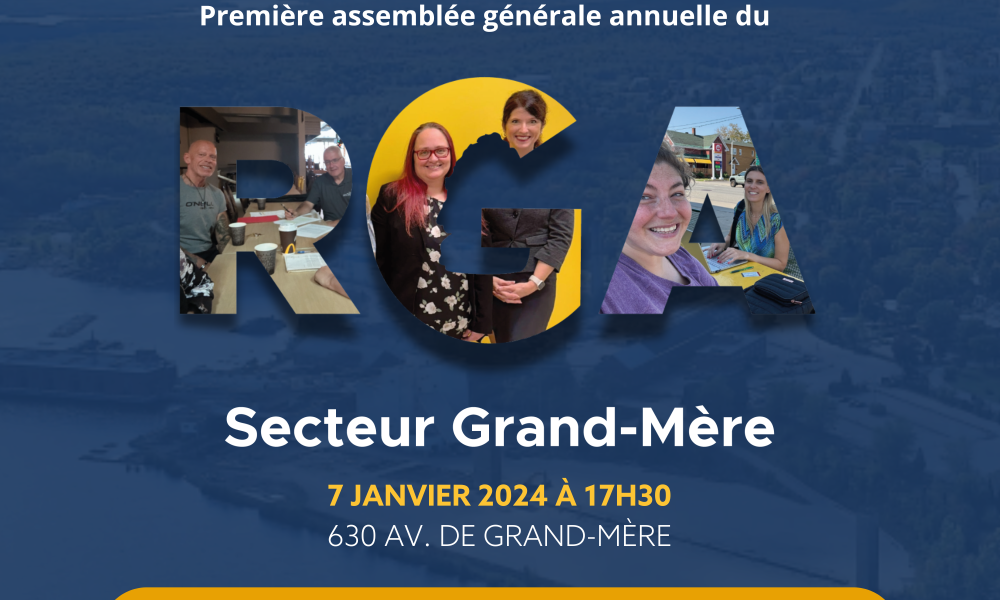Invitation à la première assemblée générale du Regroupement des gens d'affaires - secteur Grand-Mère